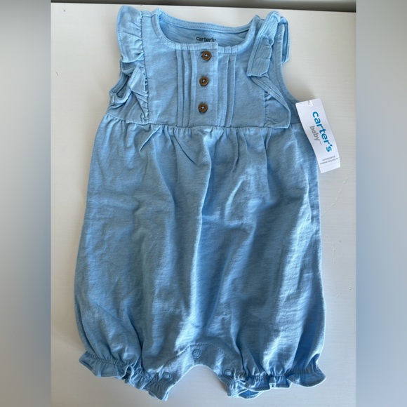 🆕 Carter’s Baby Girls Ruffle Detail Sleeveless Snap Up Romper - Picture 3 of 3